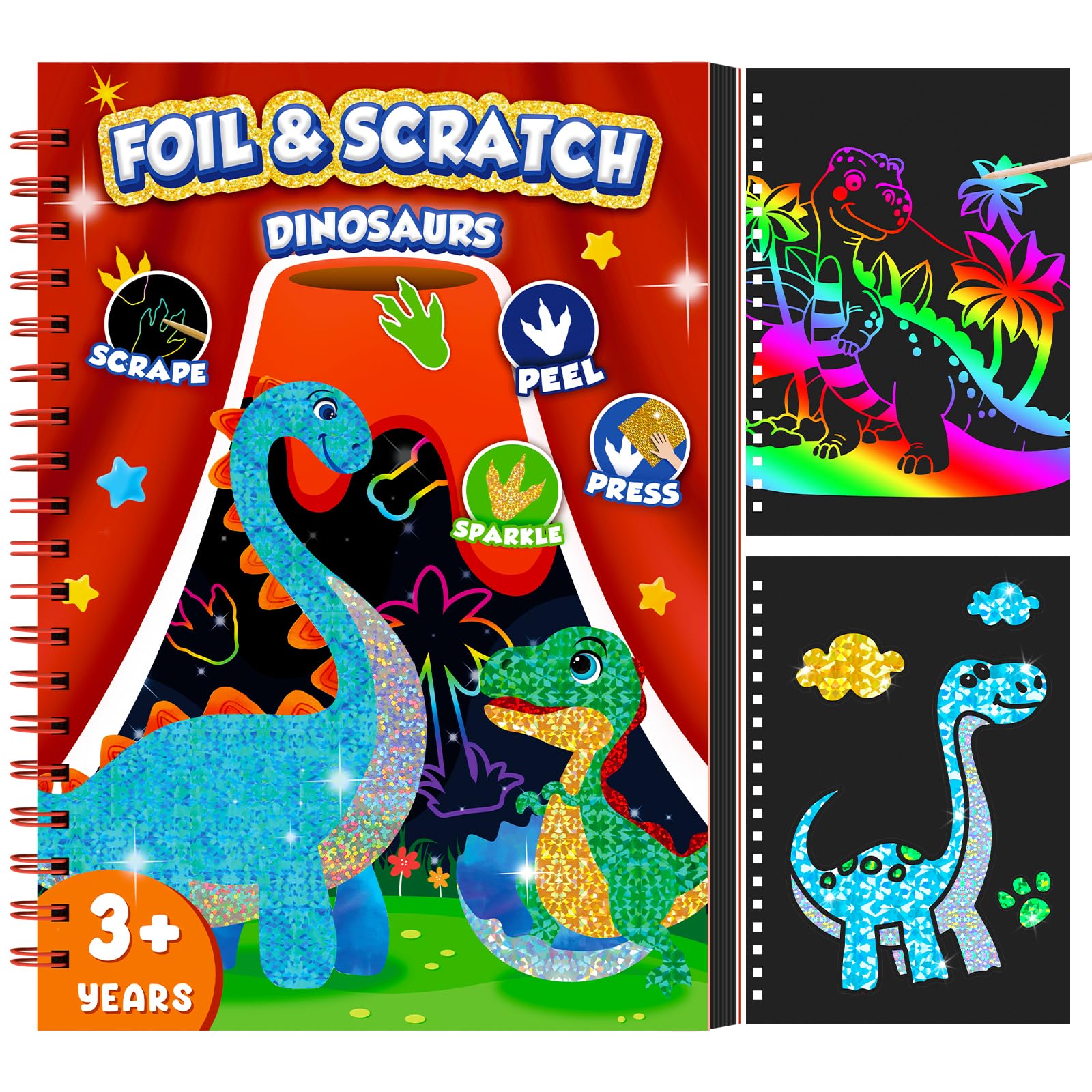 Art Craft Kits For Kids - ديناصور خدش الفن كتاب للأطفال احباط