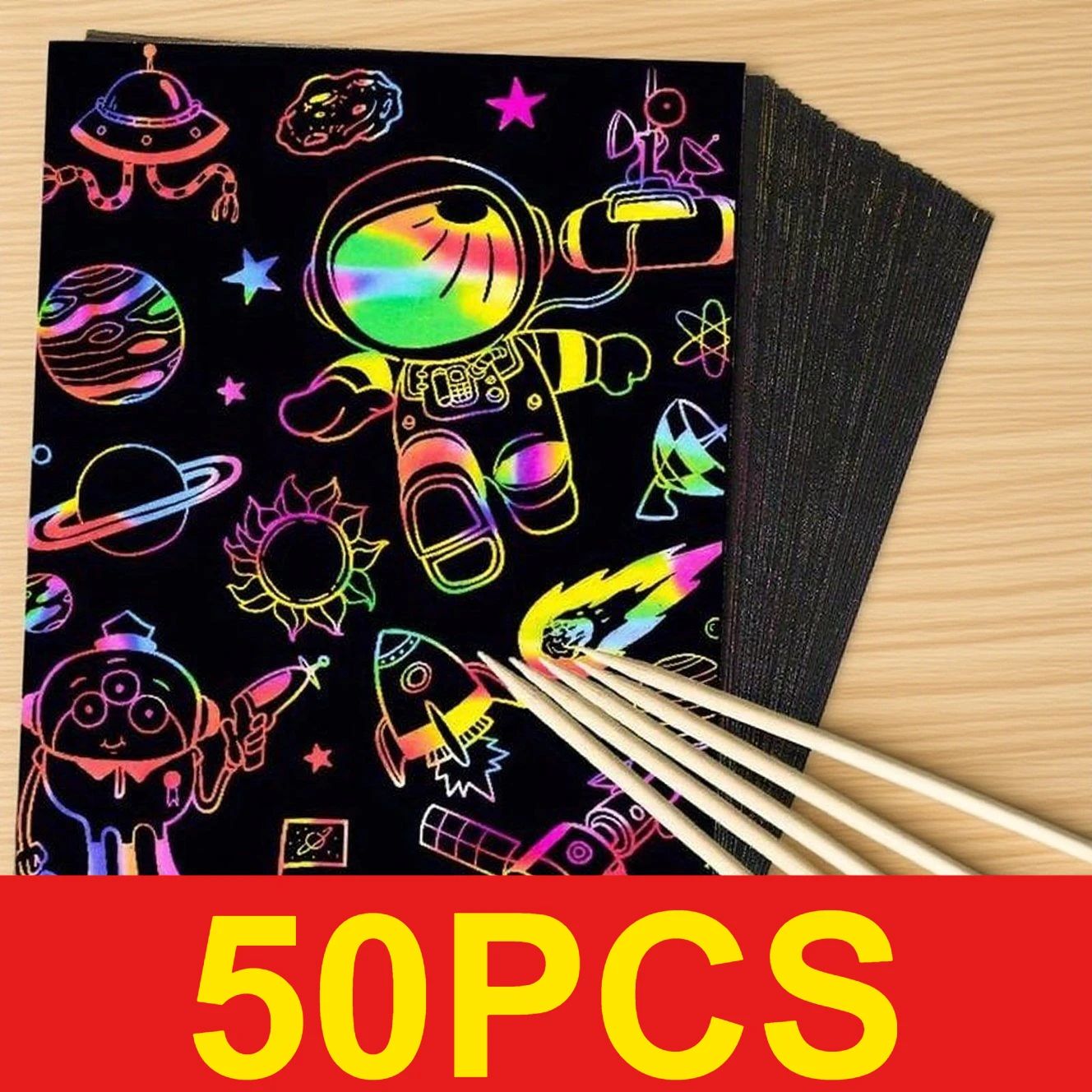 Art Craft Kits For Kids - 50 قطعة من أوراق الخدش السحرية