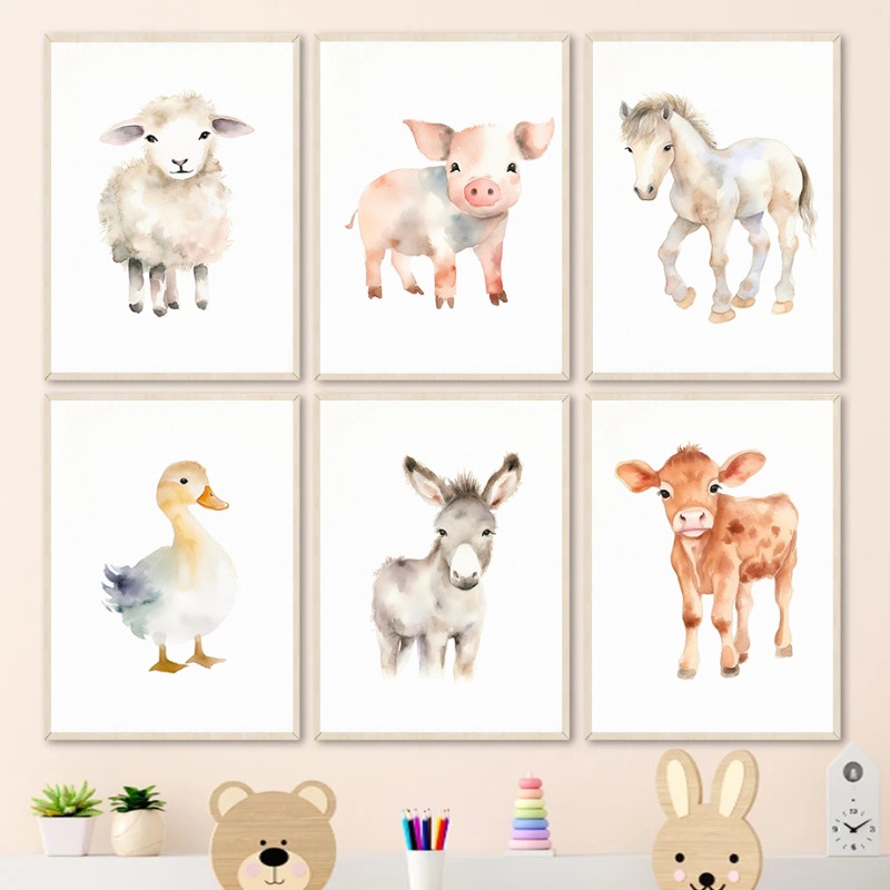 Art Craft Duck - ملصقات ومطبوعات حيوانات المزرعة بالألوان المائية
