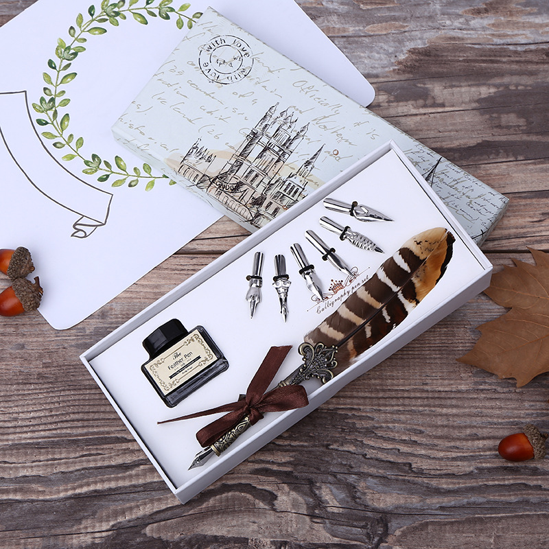 Calligraphy Pen Set - طقم قلم حبر ريشي عتيق مع