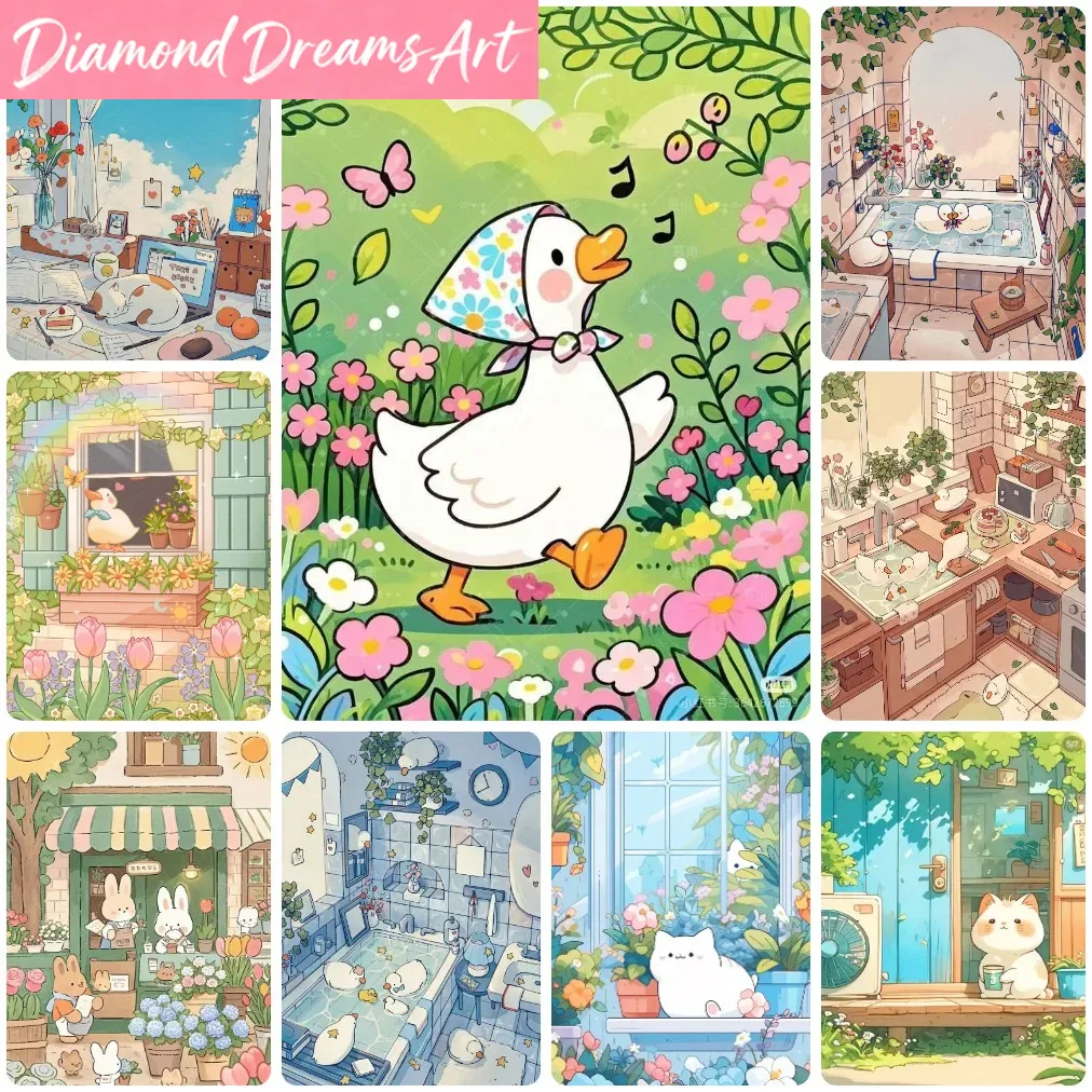 Art Craft Duck - لوحة ماسية بدون إطار بتصميم حيوانات