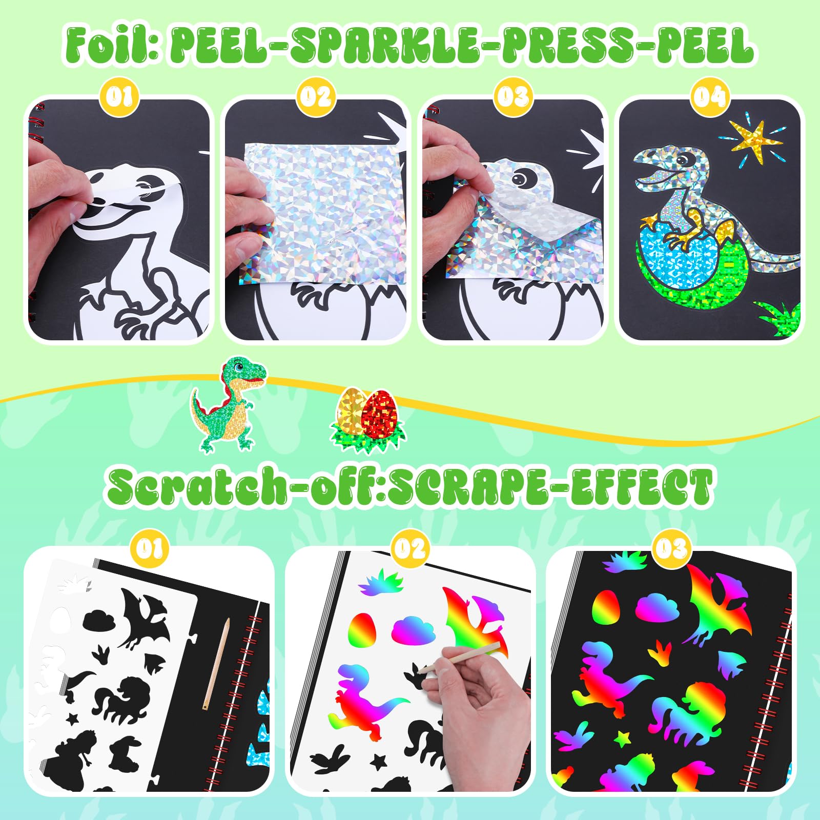 ديناصور خدش الفن كتاب للأطفال  - مراجعة Art Craft Kits For Kids وسعره