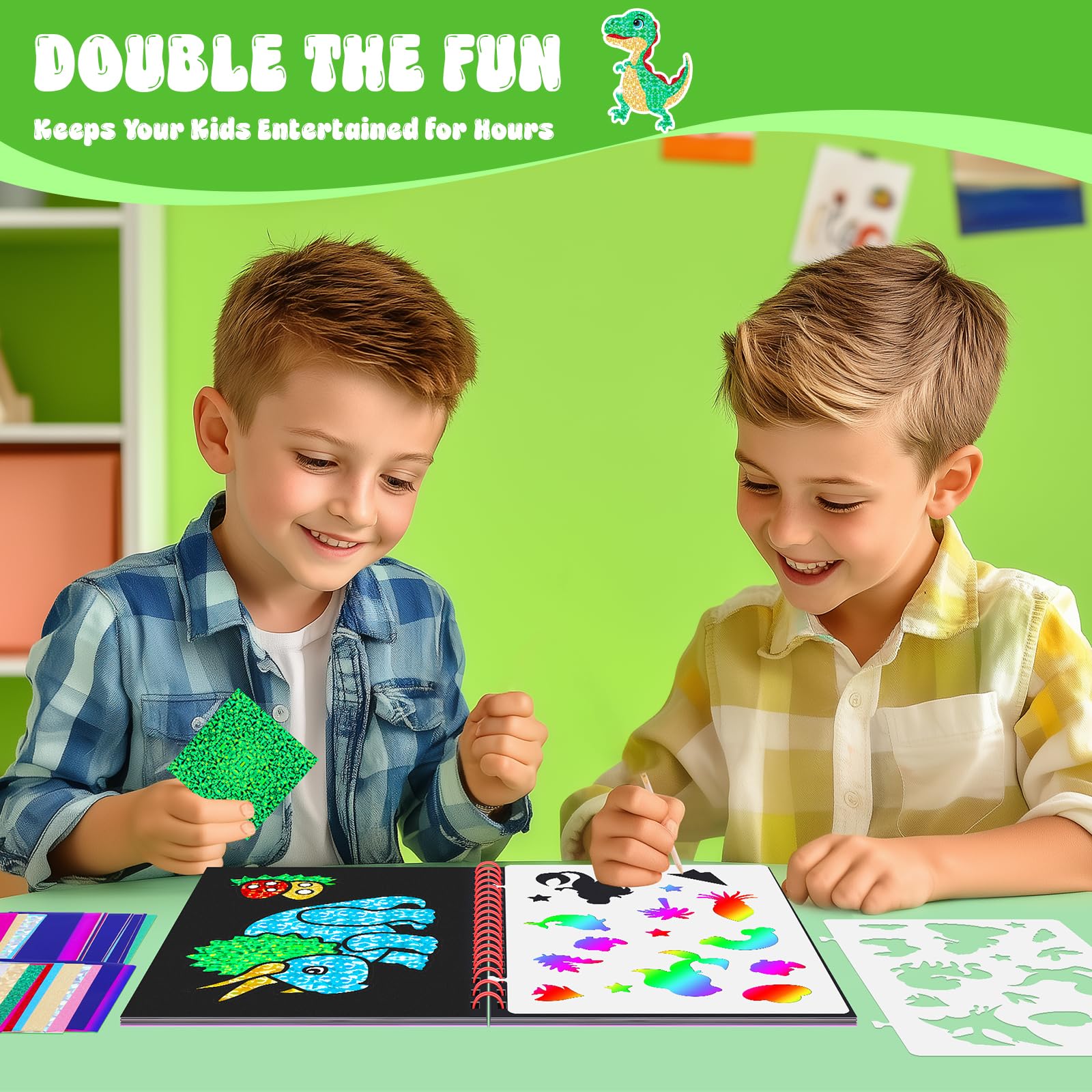 ديناصور خدش الفن كتاب للأطفال  - مراجعة Art Craft Kits For Kids وسعره