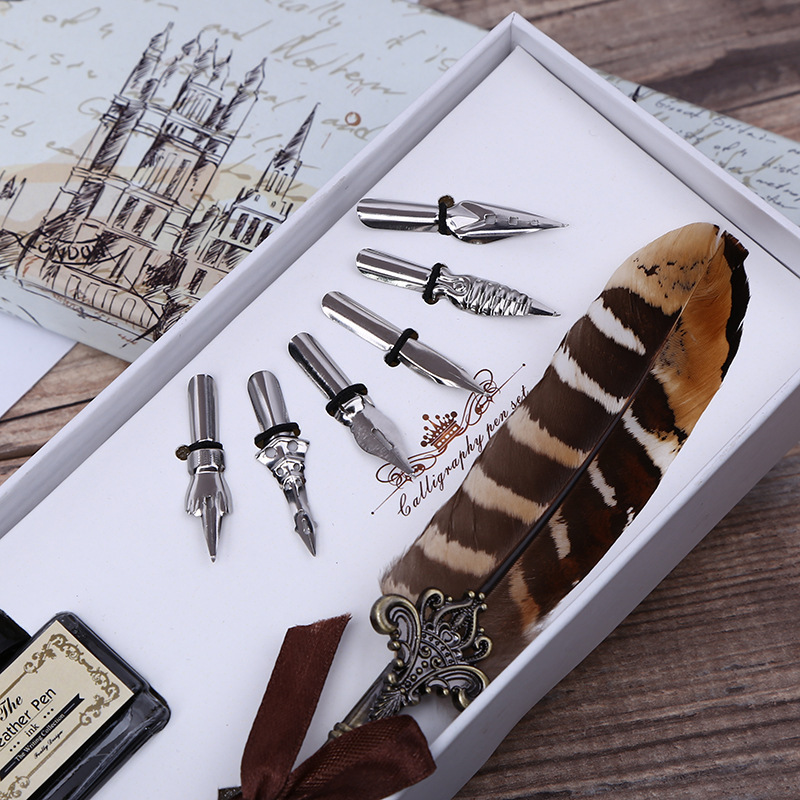 طقم قلم حبر ريشي عتيق مع ختم،  - مراجعة Calligraphy Pen Set وسعره